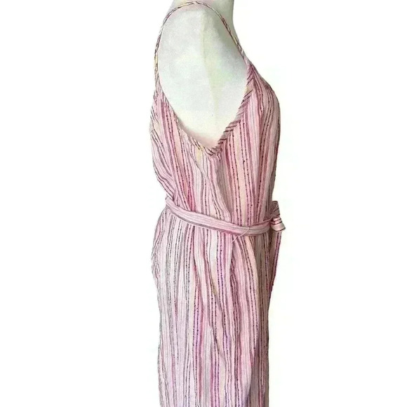 Michael Stars Matilda Midi Dress Belted Waist Striped Size Medium Beachy - Picture 4 of 8